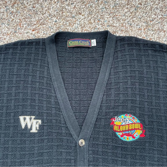 VTG 90s Wake Forest Football Jeep Aloha Bowl Christmas Cardigan Sweater Vest 2XL - Picture 3 of 8